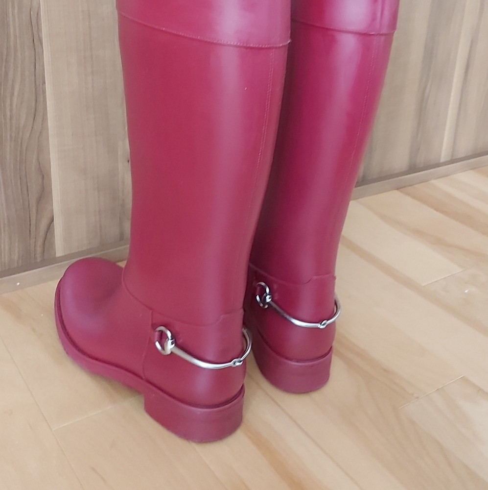 RED GUCCI RAIN BOOTS